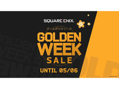 Uma imagem promocional da Golden Week Sale 2025 da Square Enix com a Golden Week escrita em negrito e as datas do evento na parte inferior. (Fonte da imagem: Square Enix)