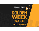 Uma imagem promocional da Golden Week Sale 2025 da Square Enix com a Golden Week escrita em negrito e as datas do evento na parte inferior. (Fonte da imagem: Square Enix)