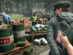 Uma imagem mostrando policiais e um motorista em Contraband Police. (Fonte da imagem: Steam)
