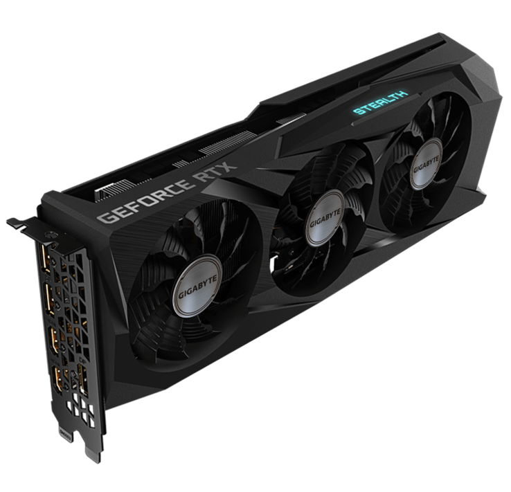 ...e um cartão RTX 3070 GAMING OC STEALTH por padrão. (Fonte: Gigabyte)