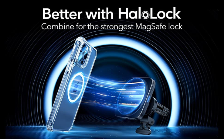 ESR recomenda um estojo compatível com MagSafe para os efeitos completos do HaloLock mini. (Fonte: ESR)