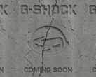 O clipe teaser (foto) mostra cimento rachado com os logotipos de ambas as marcas gravados na superfície, seguidos das palavras "Coming Soon" (Fonte da imagem: G-Shock UK)