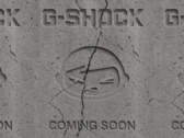 O clipe teaser (foto) mostra cimento rachado com os logotipos de ambas as marcas gravados na superfície, seguidos das palavras "Coming Soon" (Fonte da imagem: G-Shock UK)