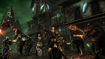 Uma imagem mostrando uma batalha em Mordheim: City of the Damned.