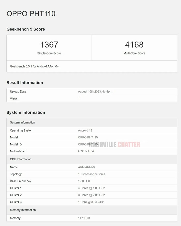 O Find N3 Flip parece ter um chipset carro-chefe de 2023 - mas não a versão mais recente. (Fonte: Geekbench via NashvilleChatterClass)