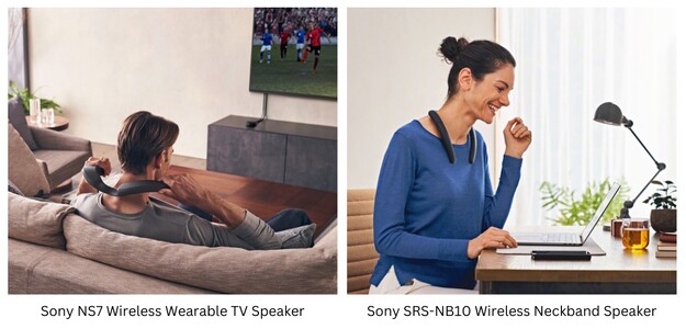 A Sony posiciona seus alto-falantes vestíveis para filmes, TV e trabalho em casa, em vez de jogos (Fonte da imagem: Sony - editado)