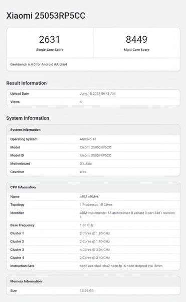 Xiaomi Pad 7S Pro no Geekbench