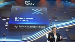 AMD mRDNA 2 na próxima Samsung Exynos aparentemente bate a última GPU de Mali, mesmo sob estrangulamento. (Fonte de imagem: Computex 2021 da AMD)
