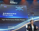 AMD mRDNA 2 na próxima Samsung Exynos aparentemente bate a última GPU de Mali, mesmo sob estrangulamento. (Fonte de imagem: Computex 2021 da AMD)