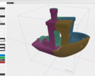 ferramenta de impressão 3D gratuita 3D slicer para impressoras pequenas com uma Benchy em exibição