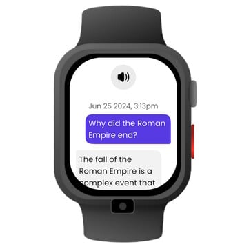 O Pinwheel Watch usa o chatbot de IA PinwheelGPT, seguro para crianças, para responder a perguntas sobre o mundo, que podem ser monitoradas remotamente pelos pais. (Fonte da imagem: Pinwheel)