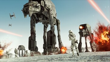 Stormtroopers e walkers em Star Wars Battlefront 2: Celebration Edition (Fonte da imagem: Steam)