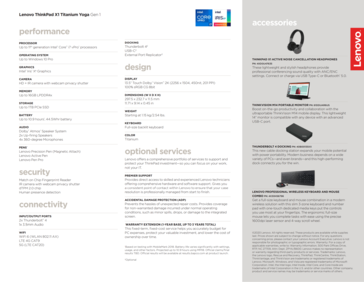 Especificações do Lenovo ThinkPad X1 Titanium Gen 1 (continuação)
