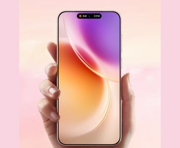 Vista frontal do smartphone Vivo X300 com bordas finas e tela gradiente vívida segurada na mão (Fonte da imagem: Vivo)