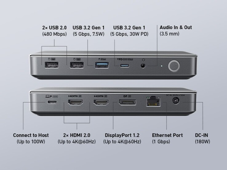 A estação de acoplamento USB-C Anker 564 (10 em 1). (Fonte da imagem: Anker)