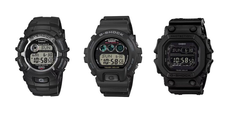 Da esquerda para a direita: os relógios Casio G-Shock GW2310U-1, GW6900U-1 e GX56UBB-1