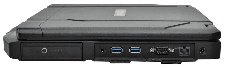 Bateria, fone de ouvido de 3,5 mm, 2 x USB-A 3.1 Gen 2, RS-232, RJ45 LAN