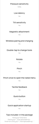 A Huawei fornece uma lista dos recursos do M-Pencil Pro em seu site.