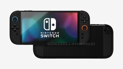 Renderizações vazadas do Nintendo Switch 2 revelam uma tela muito maior do que a do seu antecessor. (Fonte da imagem: 91Mobiles & OnLeaks)