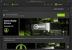 Nvidia GeForce Game Ready Driver 536.40 notificação em GeForce Experience (Fonte: própria)