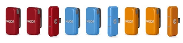 O Røde Wireless Micro em vermelho, azul e laranja. (Fonte da imagem: Røde)