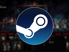 Uma imagem mostrando o jogo Darkest Dungeon e o logotipo do Steam em um fundo branco.