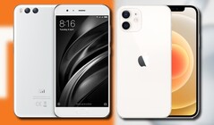 O Xiaomi Mi 6 original e o Apple iPhone 12 mini visam o mercado de telefones pequenos. (Fonte da imagem: Xiaomi/Apple - editado)
