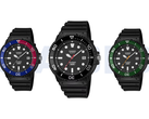 Da esquerda para a direita, na foto: Casio MRW-240H-1E1JF, MRW-240H-1E2JF e MRW-240H-1E3JF.