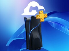 Maquete do console PS6 com o logotipo de jogos na nuvem do PlayStation