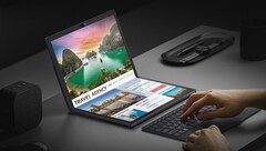 O tamanho da tela do ZenBook Fold poderá em breve ser superado pela Samsung (imagem: Asus)