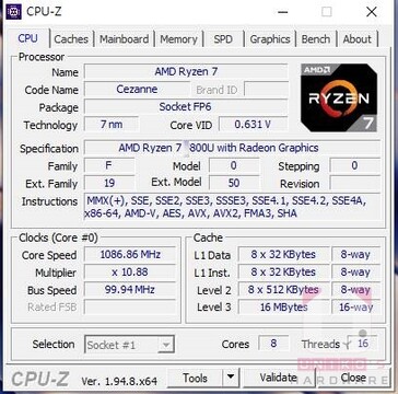 CPU-Z. (Fonte da imagem: Uniko's Hardware)