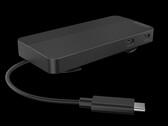 O USB-C Dual Display Travel Dock pode recarregar um laptop em até 100 W com uma fonte de alimentação compatível. (Fonte da imagem: Lenovo)