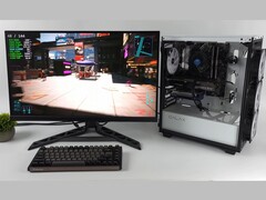 Um PC para jogos econômico com um Intel Arc A380 e Nvidia RTX 3060 executando Cyberpunk 2077 usando Lossless Scaling para geração de quadros com GPU dupla, mostrando contadores de FPS na tela (Fonte da imagem: ETA PRIME via YouTube)