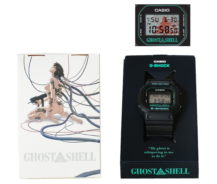 Embalagem do G-Shock DW-5600 x Ghost in the Shell (Fonte da imagem: Tokyo Node / Ghost in the Shell)