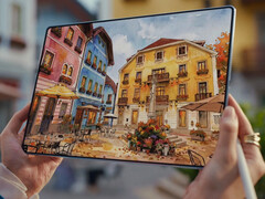 O MatePad Pro Max tem uma tela OLED não-tandem de 13,2 polegadas. Na foto: uma imagem promocional mostrando a tela do tablet.