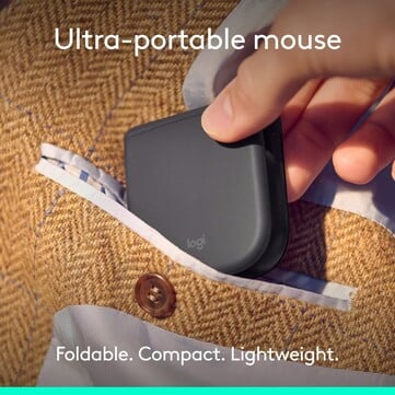 O mouse da Logitech se dobra completamente.