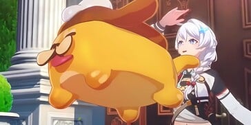 Kiana e a criatura do novo jogo Honkai (Fonte da imagem: HoYoverse)