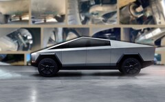 Fotos de espionagem de um Tesla Cybertruck quebrado revelaram seu sistema de suspensão. (Fonte da imagem: Tesla & Electrek - editado)