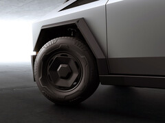 As novas tampas das rodas RWD Cybertruck Long Range. (Fonte da imagem: Tesla)