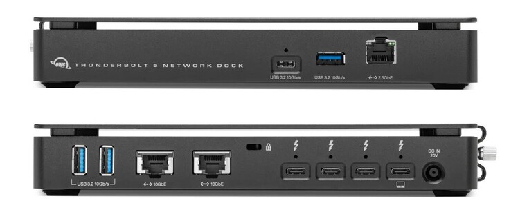 O OWC Thunderbolt 5 Dual 10GbE Network Dock possui Ethernet 10G dupla. (Fonte da imagem: OWC via TechPowerUp)