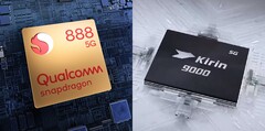 Tanto o Snapdragon 888 como o Kirin 9000 são baseados em um processo de 5nm. (Fonte da imagem: Qualcomm/HiSilicon - editado)