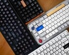 Teclados mecânicos Keychron K4 HE, Epomaker Galaxy100, NuPhy Kick75, Wobkey Rainy75 de cima para baixo