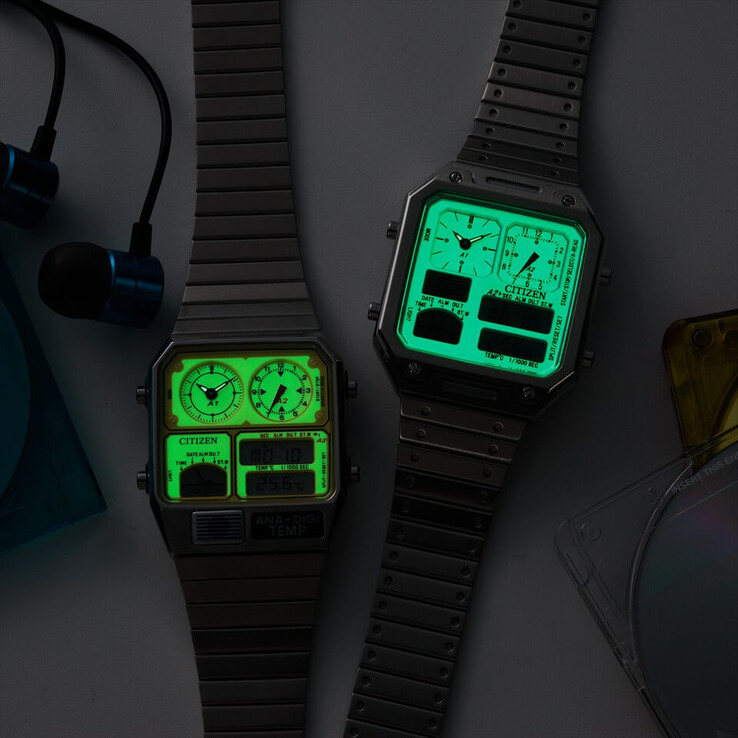 Os mostradores luminosos brilham suavemente no escuro após a exposição à luz.