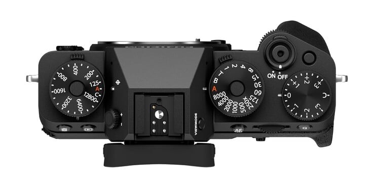 Espera-se que os botões de ajuste na parte superior sejam redesenhados em relação à Fujifilm X-T5 mostrada na imagem.