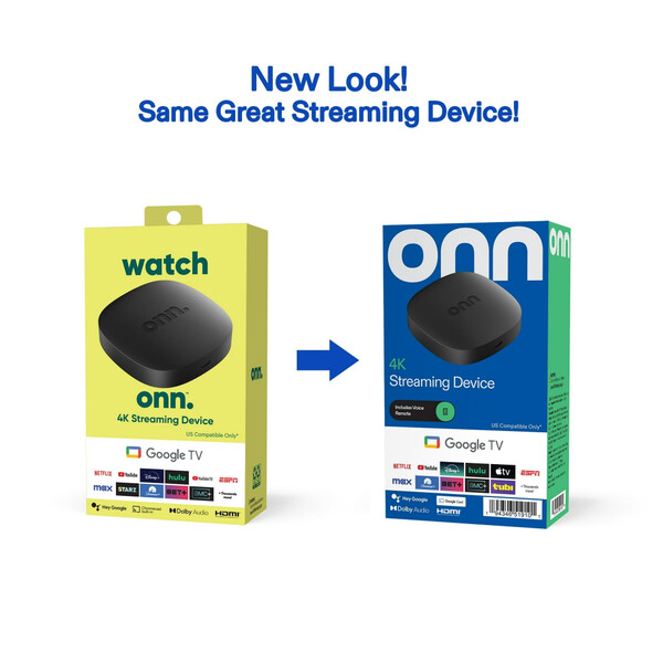 O Onn 4K também será enviado em uma nova embalagem. (Fonte da imagem: Walmart)