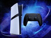 Exibição do console PS5 Pro com controle DualSense (Fonte da imagem: Sony PlayStation com edições)
