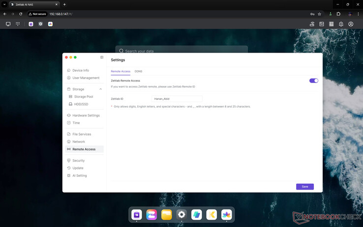 Configuração do acesso remoto no ZettOS
