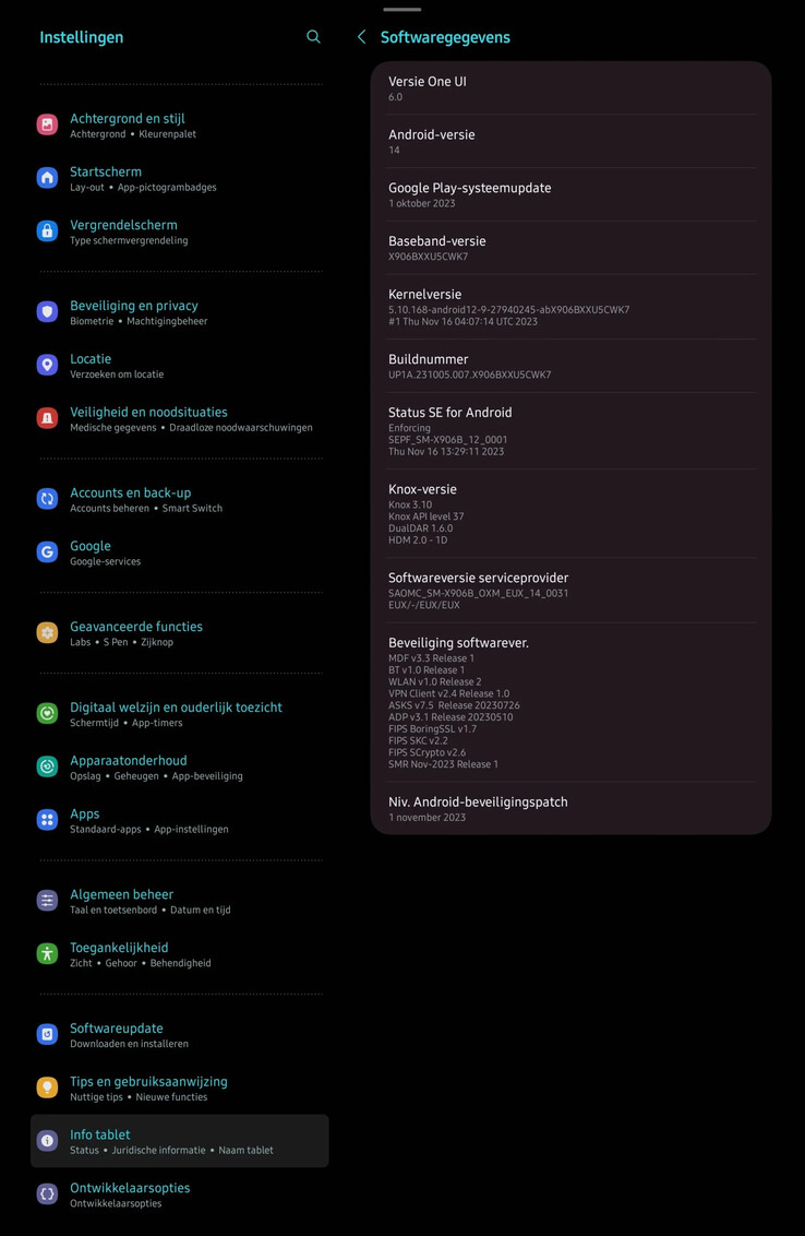 Uma captura de tela do One UI 6 em um Tab S8 Ultra. (Fonte: Samsung via SamMobile)