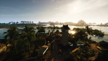 Uma imagem que mostra edifícios em Sengoku Dynasty.