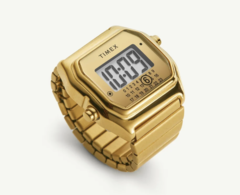 O relógio de anel dourado MM6 Maison Margiela x Timex T80, na foto. (Fonte da imagem: Timex)